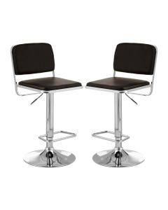 Stockholm Black Faux Leather Bar Stools With Chrome Metal Base In Pair
