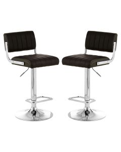 Stockholm Channel Design Black Faux Leather Bar Stools In Pair