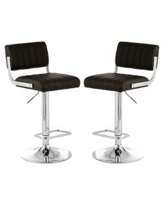 Stockholm Channel Design Black Faux Leather Bar Stools In Pair