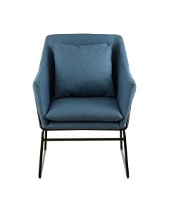 Stockholm Fabric Bedroom Chair In Blue With Black Metal Frame