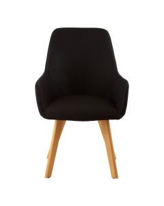 Stockholm Fabric Leisure Bedroom Chair In Black With Black Metal Frame
