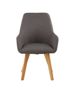 Stockholm Fabric Leisure Bedroom Chair In Grey With Black Metal Frame