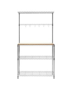 Frankfurt Carbon Steel 4 Tier Kitchen Shelving Unit In Bamboo