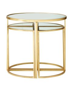 Egemen Mirrored Top Set Of 5 Side Tables With Gold Metal Base