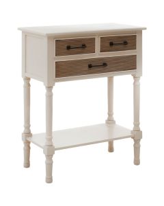 Heritage Wooden Console Table In Pearl White With 3 Drawers