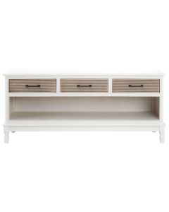 Heritage Wooden TV Stand In Pearl White With 3 Drawers