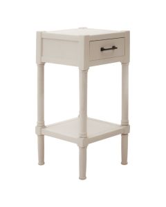 Hallmar Wooden Side Table With 1 Drawer In Pearl White