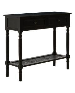 Heritage Wooden Console Table In Black With 2 Drawers