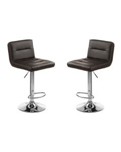 Baina Black Faux Leather Seat Bar Stool With Chrome Base In Pair