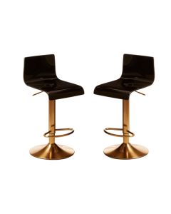 Baina Acrylic Seat Bar Stool In Black With Gold Base In Pair
