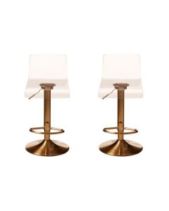 Baina Clear Acrylic Seat Bar Stool With Gold Base In Pair