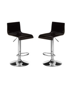 Baina Acrylic Seat Bar Stool In Black With Chrome Base In Pair