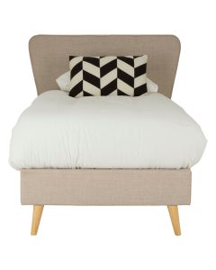 Scandinavian Hopsack Fabric Single Bed In Beige