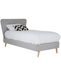 Scandinavian Hopsack Fabric Single Bed In Light Grey