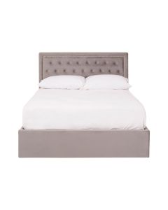 Hannah Velvet Double Bed In Brushed Steel