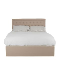 Hannah Hopsack Fabric Ottoman Double Bed In Beige