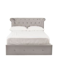 Edison Brushed Velvet Ottoman Double Bed In Steel