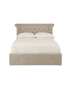 Edison Brushed Velvet Ottoman Double Bed In Light Grey