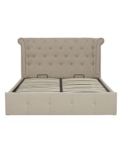 Edison Hopsack Velvet King Size Bed In Beige