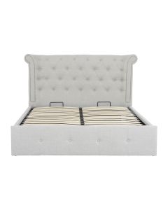 Edison Hopsack Velvet King Size Bed In Light Grey