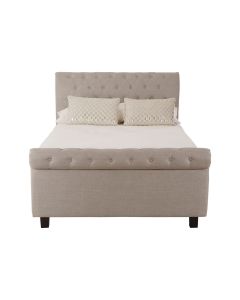 Orlando Hopsack Fabric Ottoman Double Bed In Light Grey