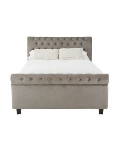 Orlando Velvet Ottoman King Size Bed In Steel