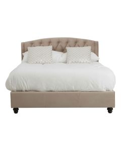 Josephine Brushed Velvet Double Bed In Beige