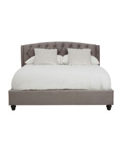 Josephine Velvet King Size Bed In Steel