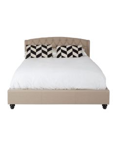 Josephine Hopsack Fabric King Size Bed In Beige