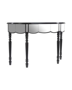 Tiffany Mirrored Console Table In Silver and Black