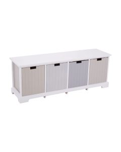 New England Wooden Hallway Bench In White With 4 Drawers
