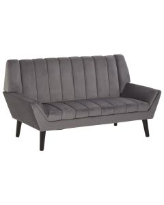 Savina Velvet 2 Seater Sofa In Grey With Rubberwood Legs