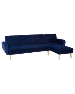 Serene Fabric 3 Seater Sofa Bed In Navy Blue With Rubberwood Legs