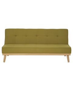 Stockholm Fabric 3 Seater Sofa Bed In Green With Rubberwood Legs