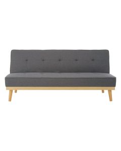 Stockholm Fabric 3 Seater Sofa Bed In Grey With Rubberwood Legs
