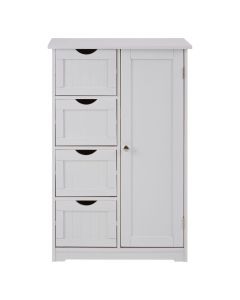 Portern Wooden Bathroom Storage Cabinet With 1 Door And 4 Drawers In White