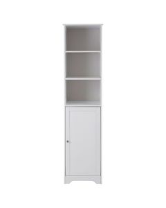 Portern Wooden Bathroom Storage Cabinet With 1 Door And 3 Shelves In White