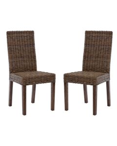 Maka Brown Kubu Rattan Dining Chairs In Pair