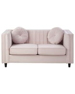 Fauna Velvet 2 Seater Sofa In Pink With Black Wooden Legs