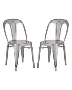 Grange Grey Metal Dining Chairs In Pair