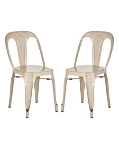 Grange Champagne Metal Dining Chairs In Pair