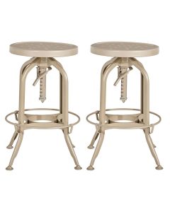 Gator Round Adjustable Champagne Metal Bar Stools In Pair