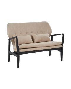 Stockholm Viscose Mix Fabric 2 Seater Sofa In Beige With Black Wood Frame