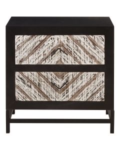 Lombok Clean Lined Wooden Bedside Cabinet In Black With 2 Drawers