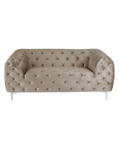 Magaly Velvet 2 Seater Sofa In Mink With Chrome Metal Legs