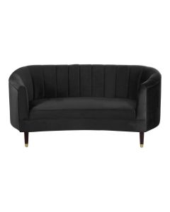 Maame Fabric 2 Seater Sofa In Black With Wooden Legs