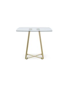 Metropolitan Square Clear Glass Top Dining Table With Gold Iron Legs