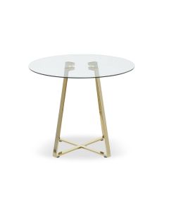 Metropolitan Round Clear Glass Top Dining Table With Gold Iron Legs
