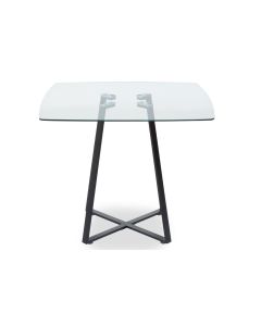 Metropolitan Square Clear Glass Top Dining Table With Black Iron Legs