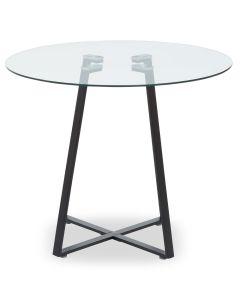 Metropolitan Round Clear Glass Top Dining Table With Black Iron Legs